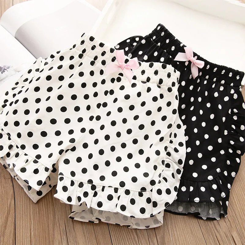 Summer New Children'S Clothing 2 3 4 5 6 7 8 9 10 Years Cute Sweet Princess Polka Dot Print Bow Shorts For Baby Kids Girls