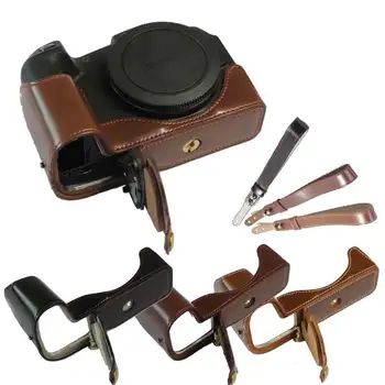 

PU Leather Camera Half Body Bottom Case For Canon EOS RP EOSRP Protective Cover with Wrist Strap