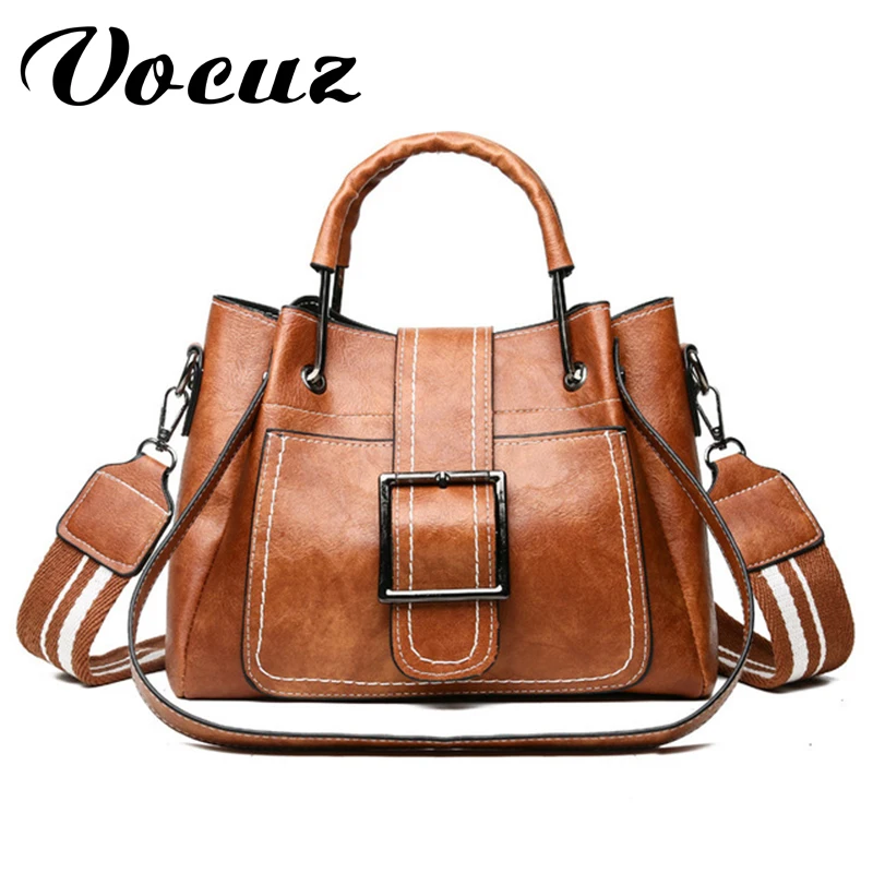 

VOCUZ woman bag shoulder messenger handbags for women 2020 new European and American oil PU leather bucket bag handbag women