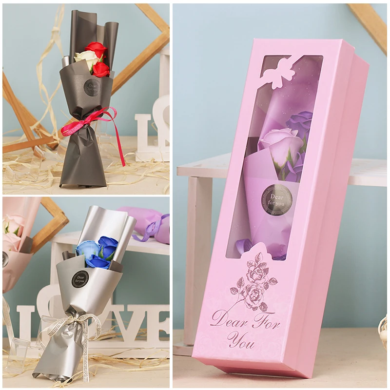 1pc Charming Artificial Flower Soap Rose Boxed Bouquet Festival Birthday Gift Girlfriend Bride Home Wedding Decor | Дом и сад