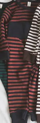 Осенне-зимние пижамные комплекты в полоску из чистого хлопка для мальчиков и девочек футболка с длинными рукавами и штаны для маленьких детей комплекты из 2 предметов одежда для отдыха - Цвет: coffee blue