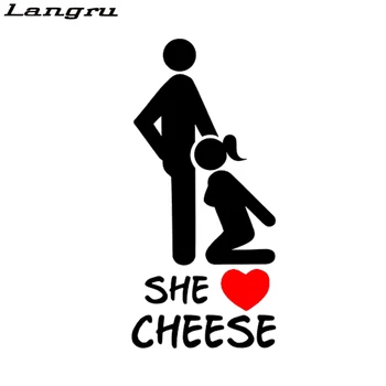 

Langru 7.4*16cm Cool Graphics She Loves Cheese Style Sticker Vinyl Decal Accessories Jdm