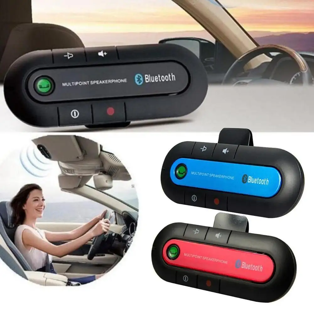 Перезаряжаемый Автомобильный Bluetooth беспроводной динамик телефон Тонкий Магнитный Громкая связь автомобильный комплект музыкальный плеер козырек зажим с автомобильным зарядным устройством