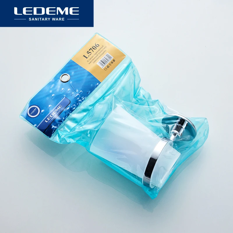 LEDEME Toothbrush Tooth Cup Holder Plastic Cup Wall Mounted Zinc Stainless Steel Bath Single Rack Bath Accessories L5706