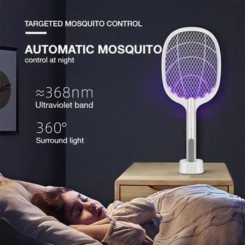 

USB Electric Shock Mosquito Lamp Mosquito Swatter Fly Swatter Portable Handheld Three-Layer Fly Swatter USB Charging Cable