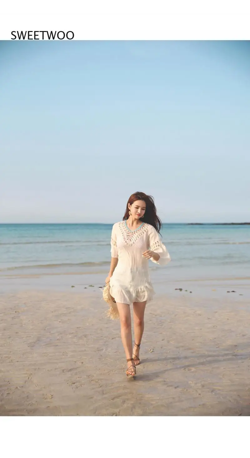 Sexy Beach Cover Up Long Pareos Bikinis Swim Cover Up Robe Plage Bikini Outing Boho Beachwear Beach Dress Swimwear