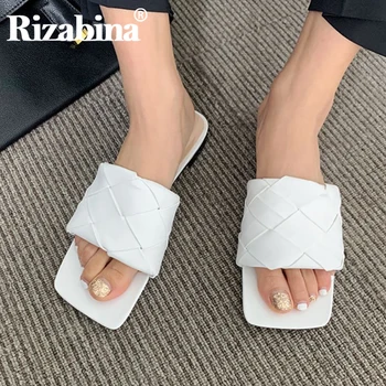 

RIZABINA Size 34-43 Women Sandals Shoes New Design Solid Color Slippers Fashion Thick Heels Casual Shoes Women Slip On Footwear