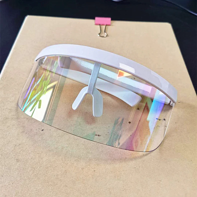 SO&EI Oversized Anti-Peeping One Piece Rimless Sunglasses Men Fashion Outdoor Sports Windproof Goggles Women UV Mask Sun Glasses