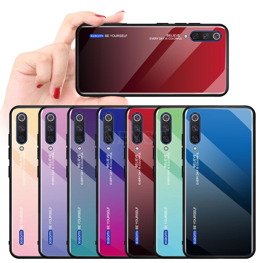 

For Xiaomi Mi A3 Case 6.088 inch Gradient Glass Cover For Xiaomi Redmi Note 7 7A 6A 6 GO Mi 9T A2 Lite CC9 CC9E CC 9 SE Fundas