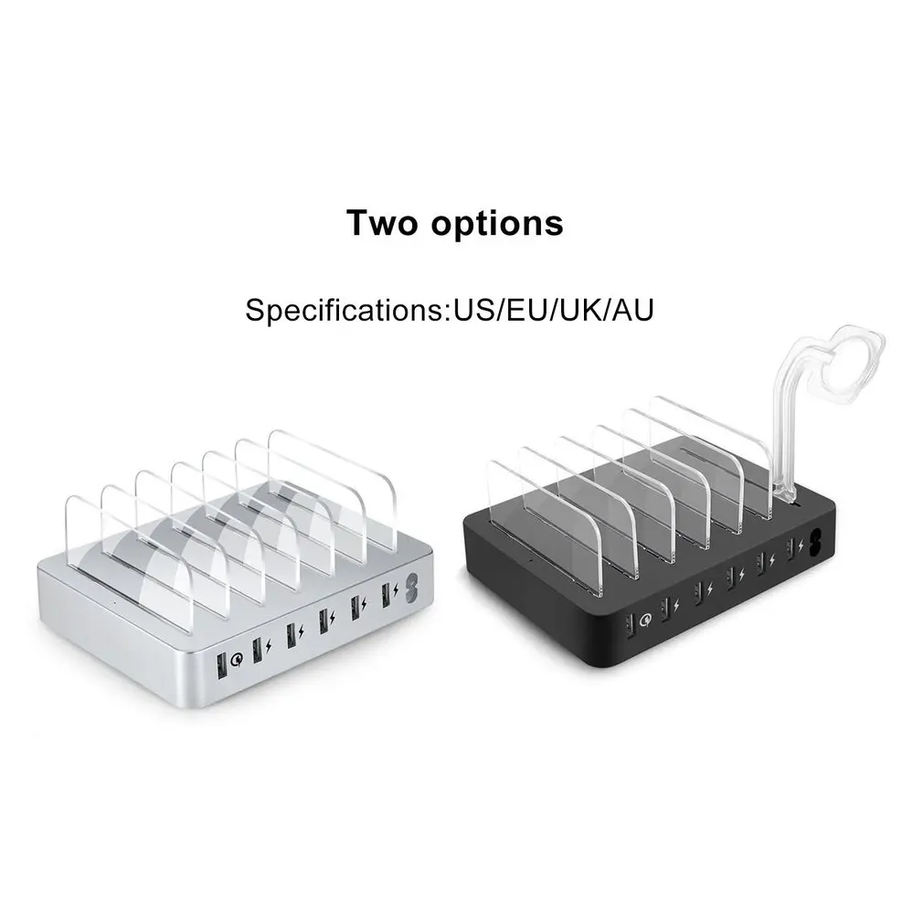 Fast Multi-Port Charging Dock Station, 6 Ports USB Desktop Charger Station, Power Adapter For all Phone, Tablet, Watch etc