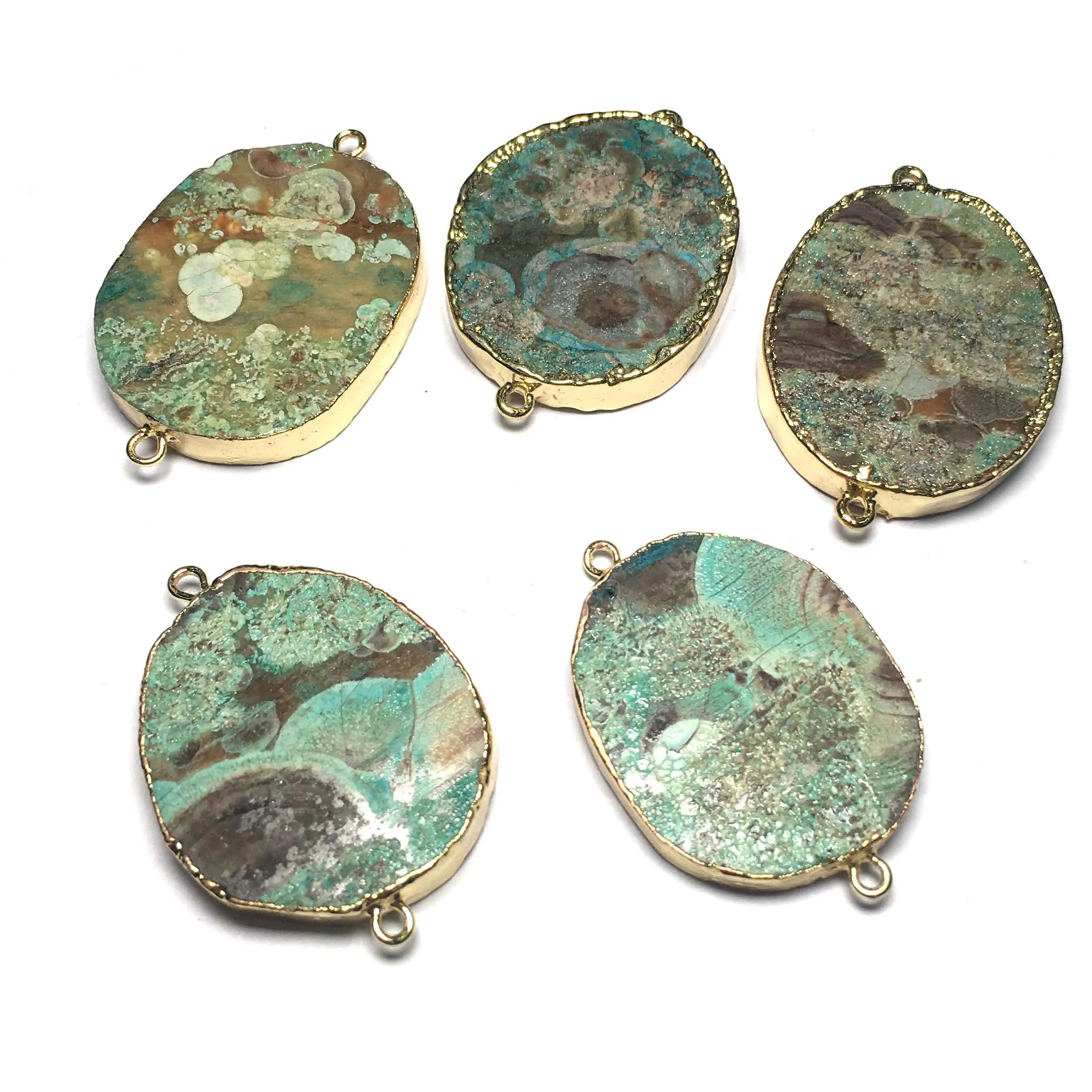 

New Oval Natural Gem Stones Pendants Necklace Quartz Reiki Healing Stone Charms Connectors for Jewelry Making Supplies