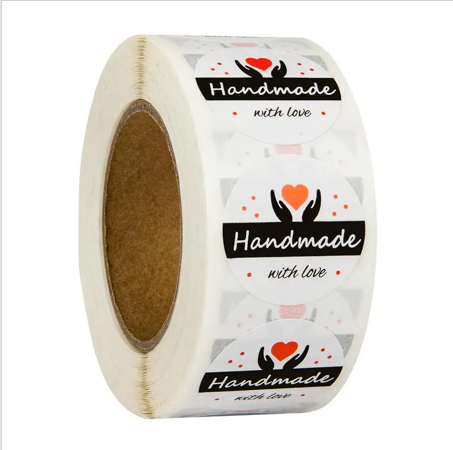 

500pcs explosion models custom roll hand holding love white handmade thanks holiday decoration stickers label
