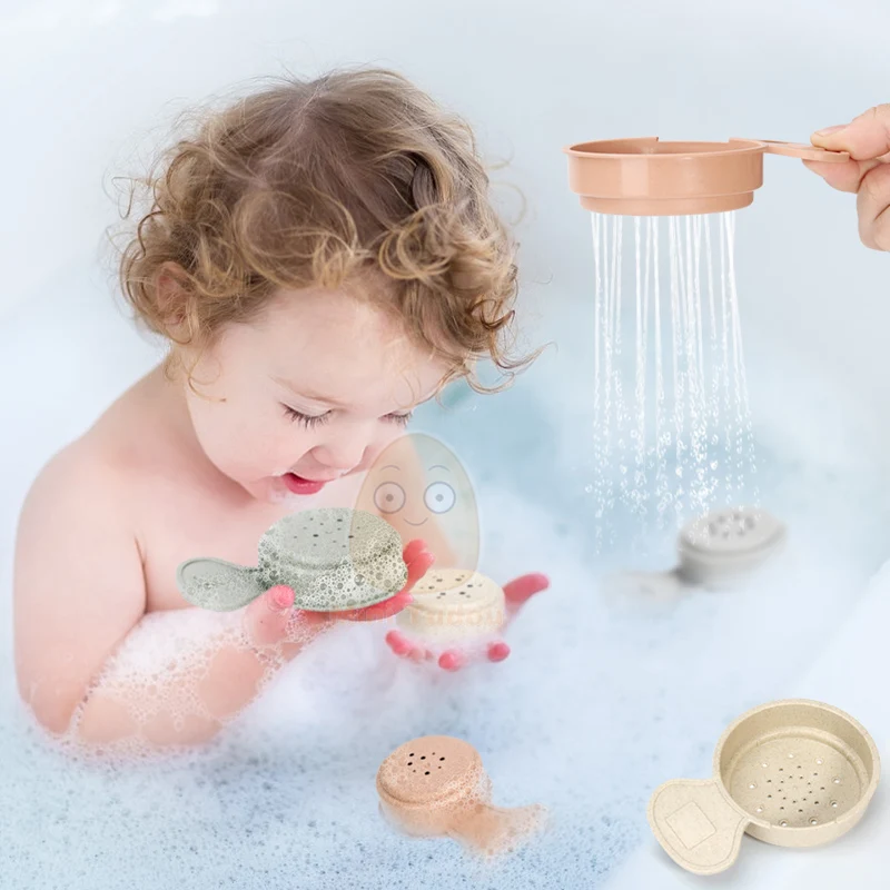 6PCS Baby Stacking Cup Rainbow Folding Flower Bath Playing Water Swimming Pool Beach Kit Educational Learning Toy For Baby Gifts