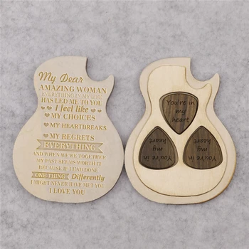 

Personlized guitar picks box set engraved wooden plectrum Guitar mediator customized 3pcs QS0034 gift box dropshipping 2020