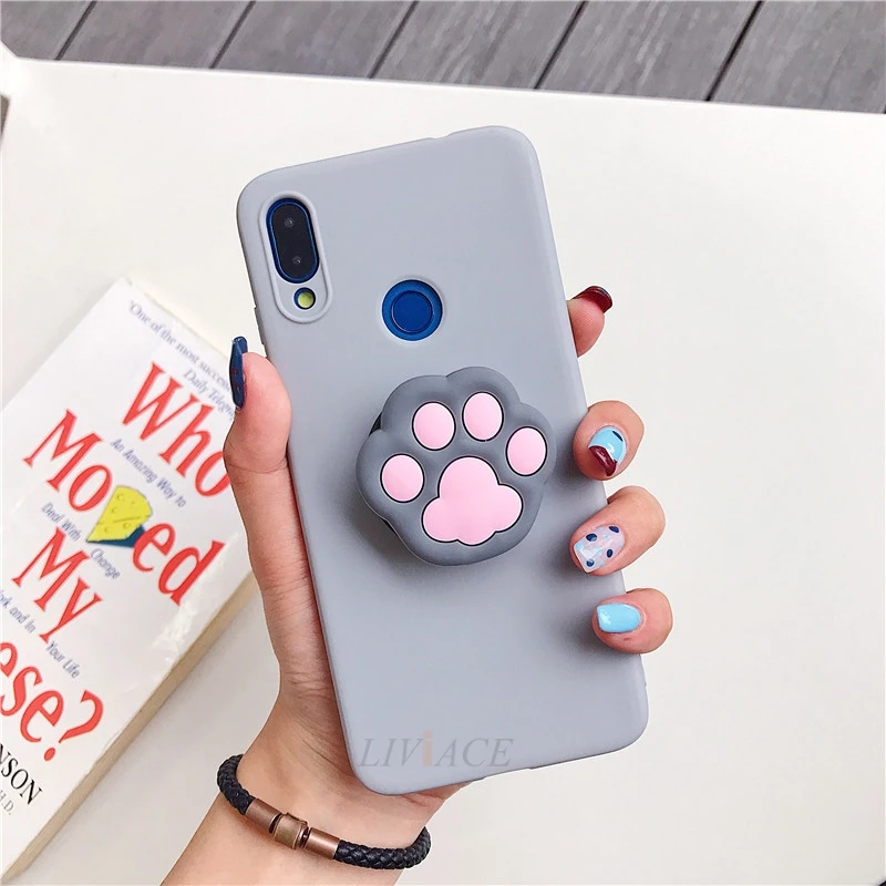 Чехол-держатель для телефона с 3D рисунком для oppo realme xt x2 pro x lite q 3 5 pro c2 c1 мягкий силиконовый чехол-подставка с милым животным - Цвет: gray case Cat claw