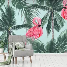 Пользовательские 3D Настенные обои Фламинго тропический дерево растительный фон настенная декоративная живопись