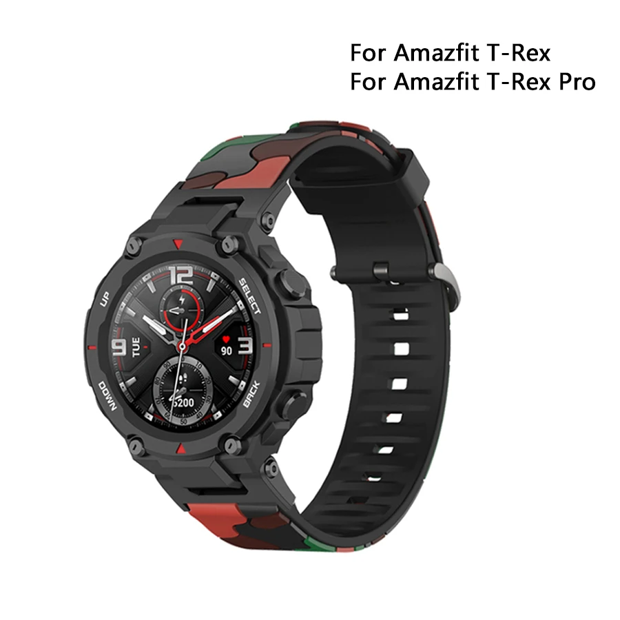 

Silicone Camouflage Straps For Huami Amazfit T-Rex Pro Watch Replacement Band For Xiaomi Amazfit T-REX Smart Watch Bracelet Wris