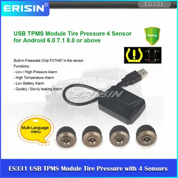 

Erisin ES331 USB TPMS Module Tire Pressure with 4 Sensors For Android 6.0-10.0 Car Stereos DVD Autoradios