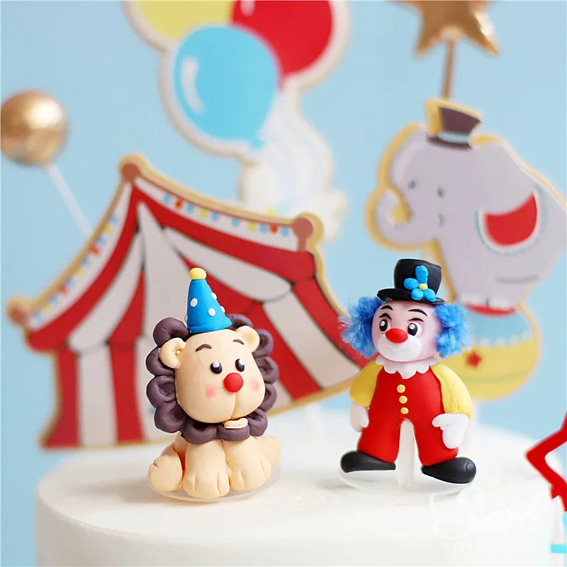 Цирковая глина обезьяна клоун слон украшение полый звезда мяч Топпер для торта «С Днем Рождения» для мальчиков и девочек принадлежности для выпечки Любовь Подарки