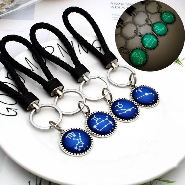 

2020 New Twelve Constellation Luminous Keychain Student Schoolbag Luminous Jewelry Keychains Accessories