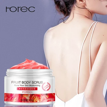 

ROREC Fruit Body Scrub Exfoliating Cream Body Massage Whitening Gel Shrink Pores Mositure Skin Care Tomato Orange Kiwi 3 Scent