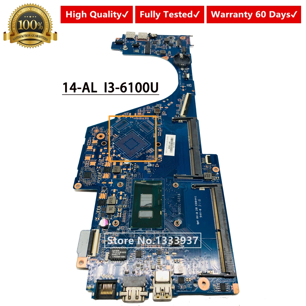 DAG31AMB6D0 G31A For HP PAVILION 14-AL series Laptop Motherboard 855831-601 855831-501 855831-001 With i3-6100U Mainboard | Компьютеры и