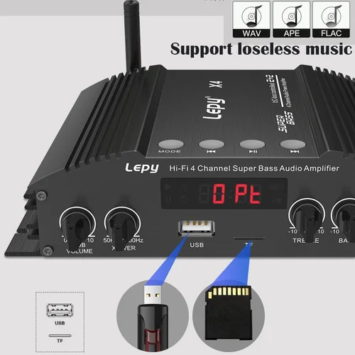 HIFI 5.0 블루투스 파워 앰프, 광섬유, 동축 입력, 2.1 오디오 앰프, 듀얼 서브 우퍼 출력, 4 채널 5