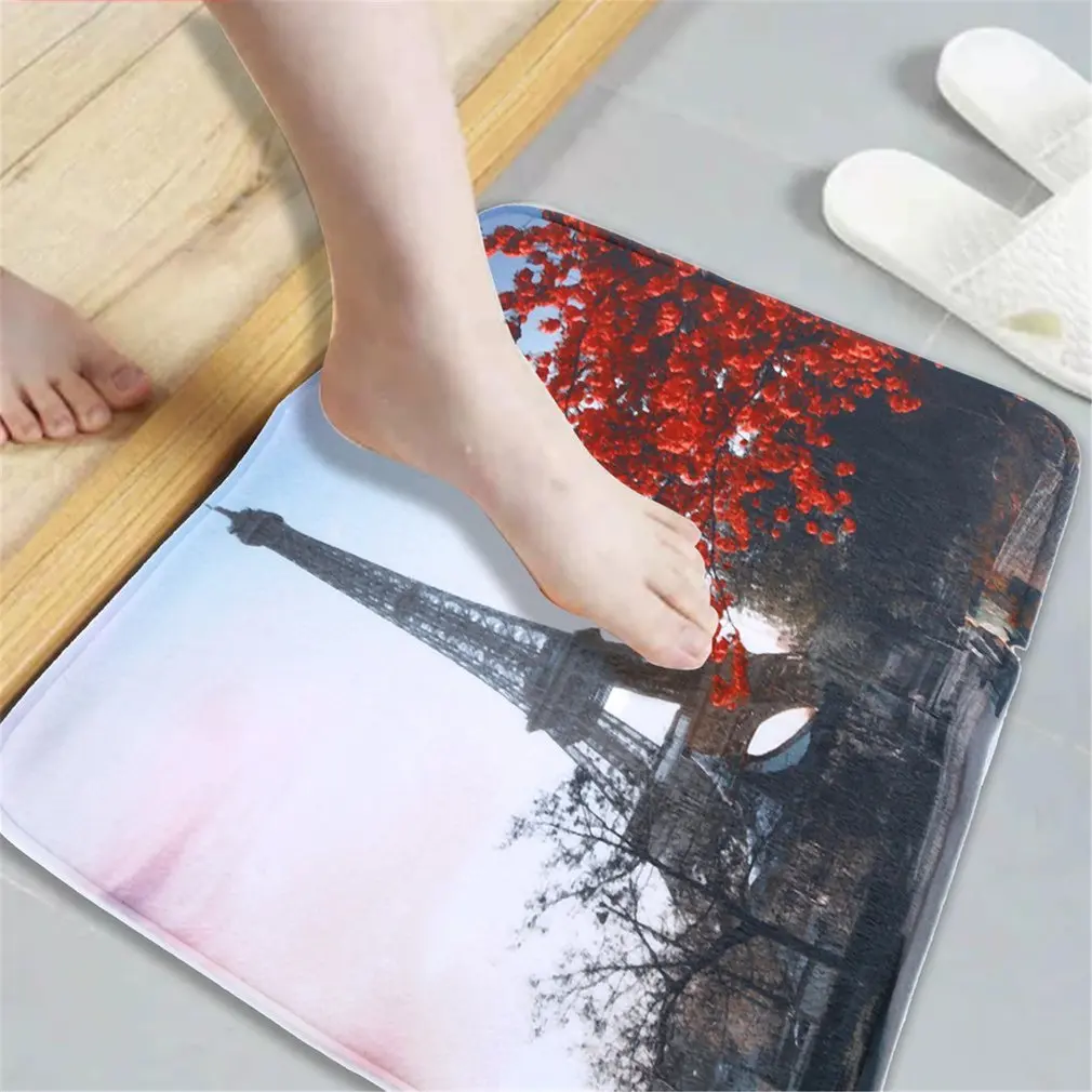 4PCS Bathroom Rug Mat Set Shower Curtain Carpet Mat Bathroom Mat Set Soft Home Mat Modern Design Non-Slip Carpet