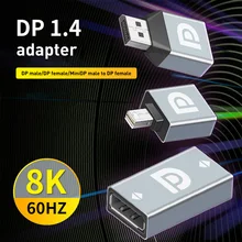 Hd dp conversor de vídeo dp1.4 para dp fêmea mini dp adaptador suporte 8k @ 60hz para computador portátil monitor casa projetor