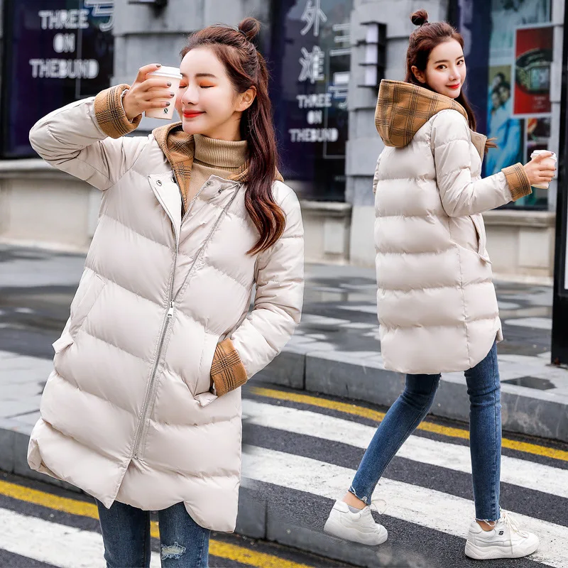 

2019 Winter New Style Thick Warm Comfortable Mid-length Solid Color Mock Two-Piece Cotton-padded Clothes Qjrm6276