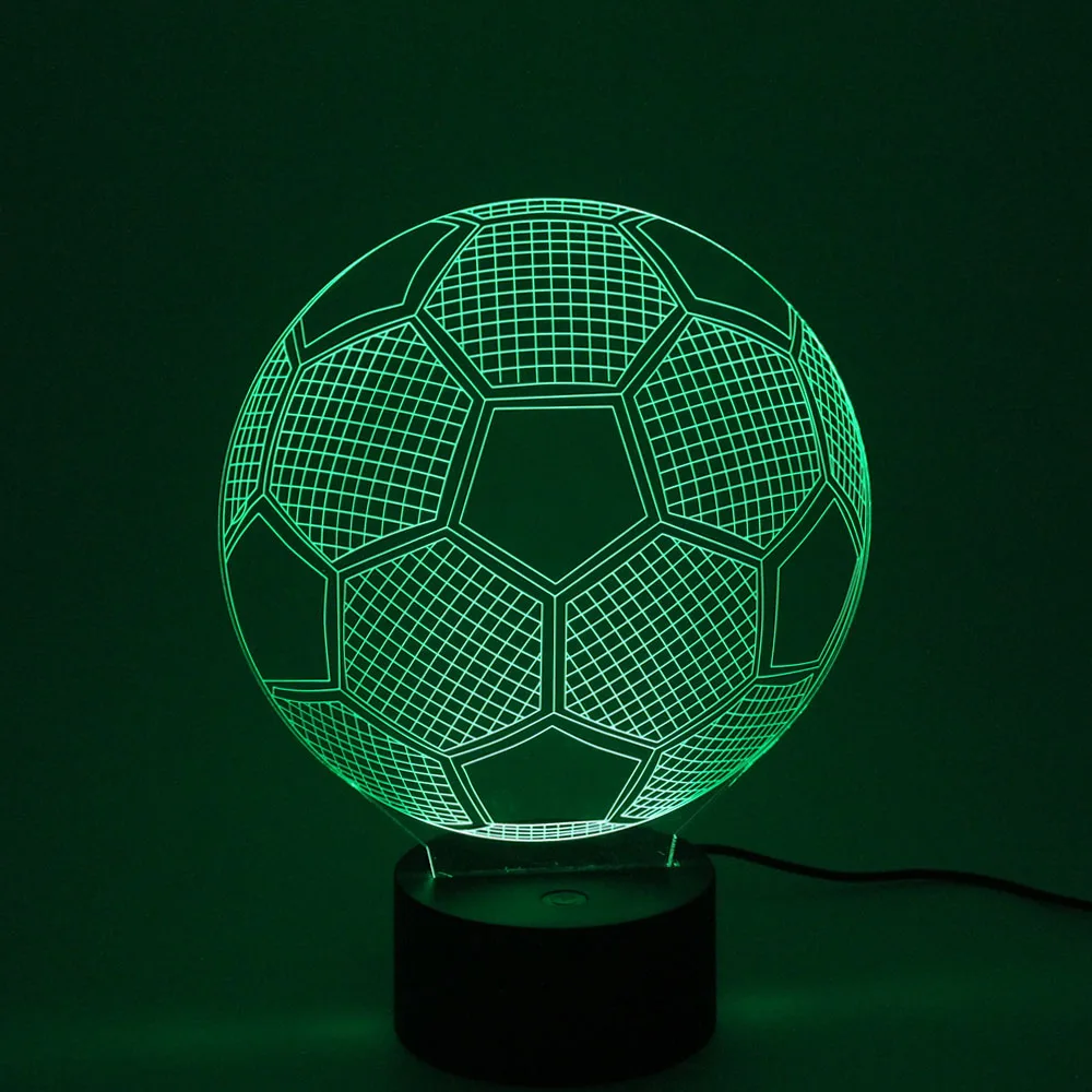 1 шт. светодиодный ночник 7 цветов 3D иллюзия лампы футбольная модель светодиодный светильник с USB питанием