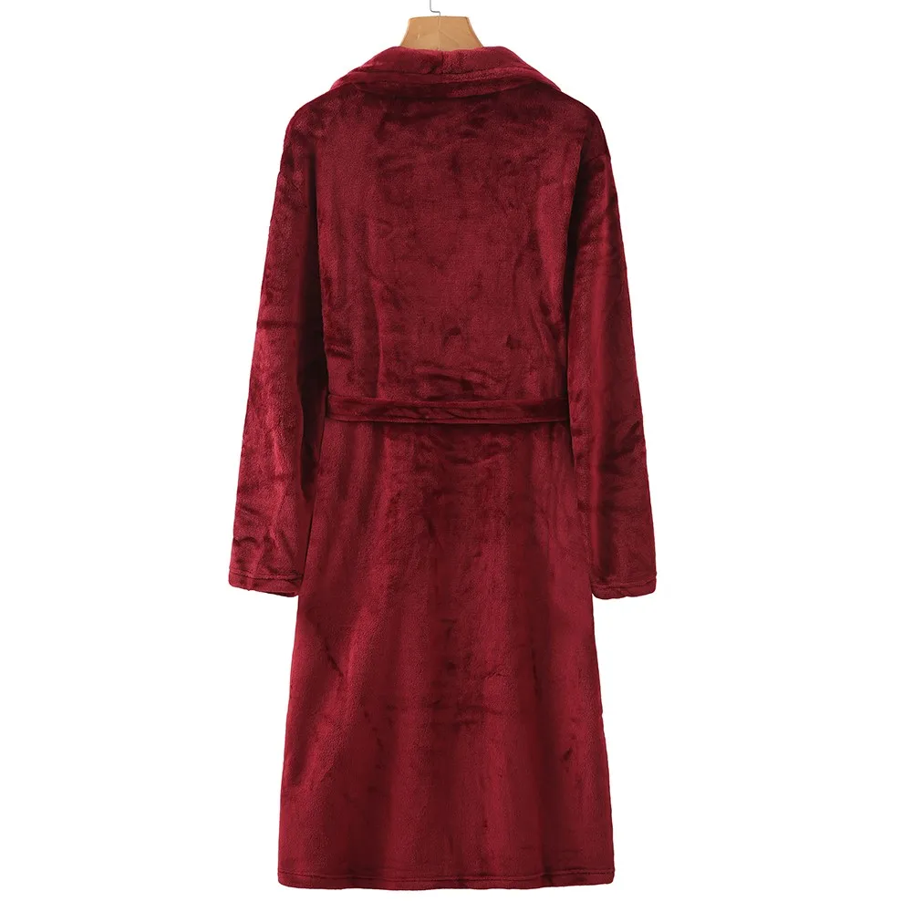 Winter Flannel Women Robe Kimono Bath Gown Thicken Coral Fleece Nightgown With Pockets Long Sleepwear Couples Nightwear Homewear