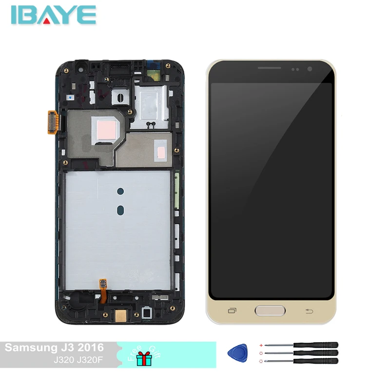 

For Samsung Galaxy J3 2016 J320F Display SM-J320FN / M / H / DS Touch Screen Digitizer Assembly Replacement Frame Home Butto