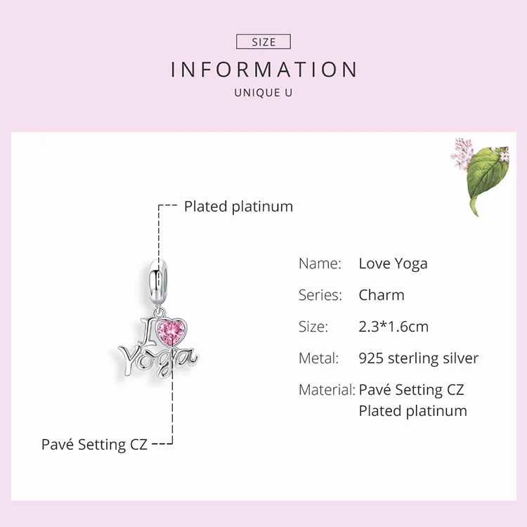 MOWIMO 925 пробы серебряные браслеты с бусинами I Love Yoga, подвески Pandora, серебро 925, оригинальная подвеска, ожерелье, ювелирное изделие BKC1289