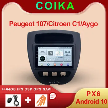 

7" Android 10.0 System 4+64G RAM Car Multimedia Radio For Peuget 107 Toyota Aygo Citroen C1 GPS Navi Receiver BT SWC DSP 2DIN
