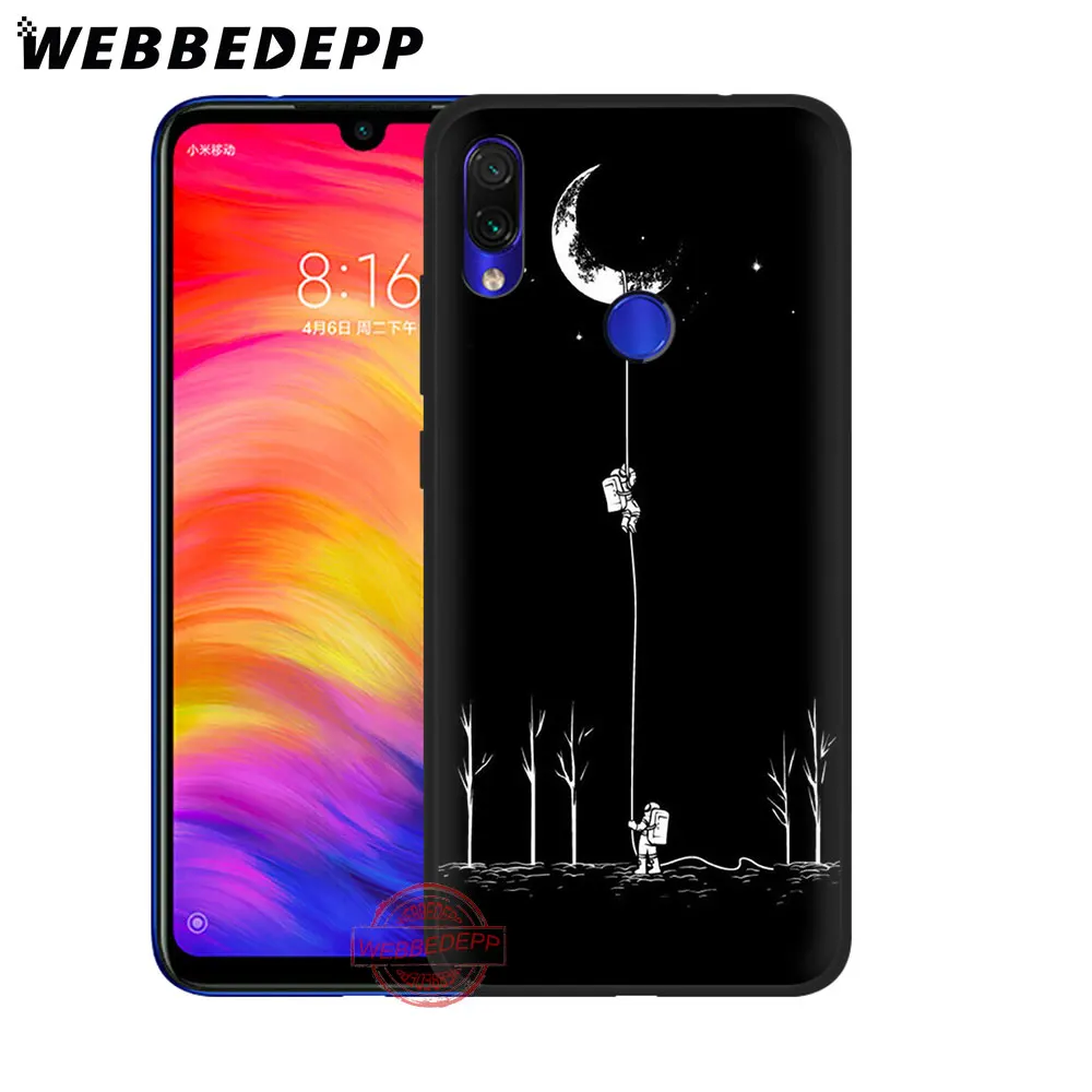 Чехол для телефона для Xiaomi Redmi Note 7 8 4A 5A 6A 7A 4X5 6 8 K20 Pro Plus S2 Мягкая обложка 97N черный, белый цвет с Луной и звездами Космос астронавт