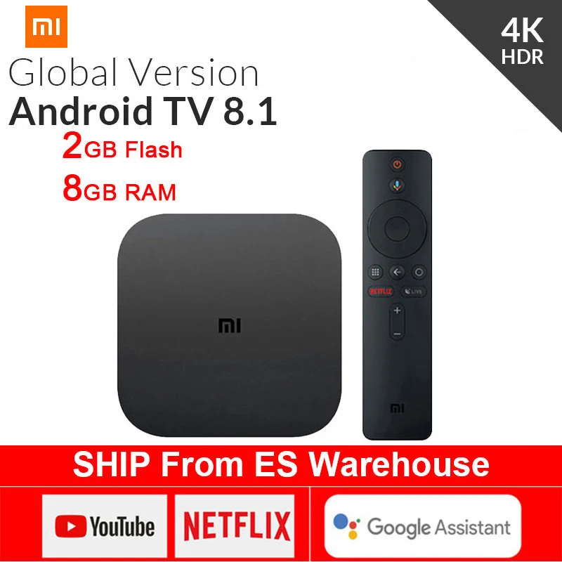 Original Global Xiaomi Mi TV Box S 4K HDR Android TV 8.1 Ultra HD 2G 8G WIFI Google Cast Netflix IPTV Set top Box 4 Media Player