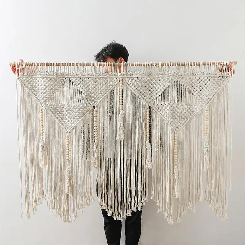 

150x110CM Macrame Wall Hanging Handwoven Bohemian Cotton Rope Boho Tapestry Home Decor Woven Tapestry Wall Art Decor