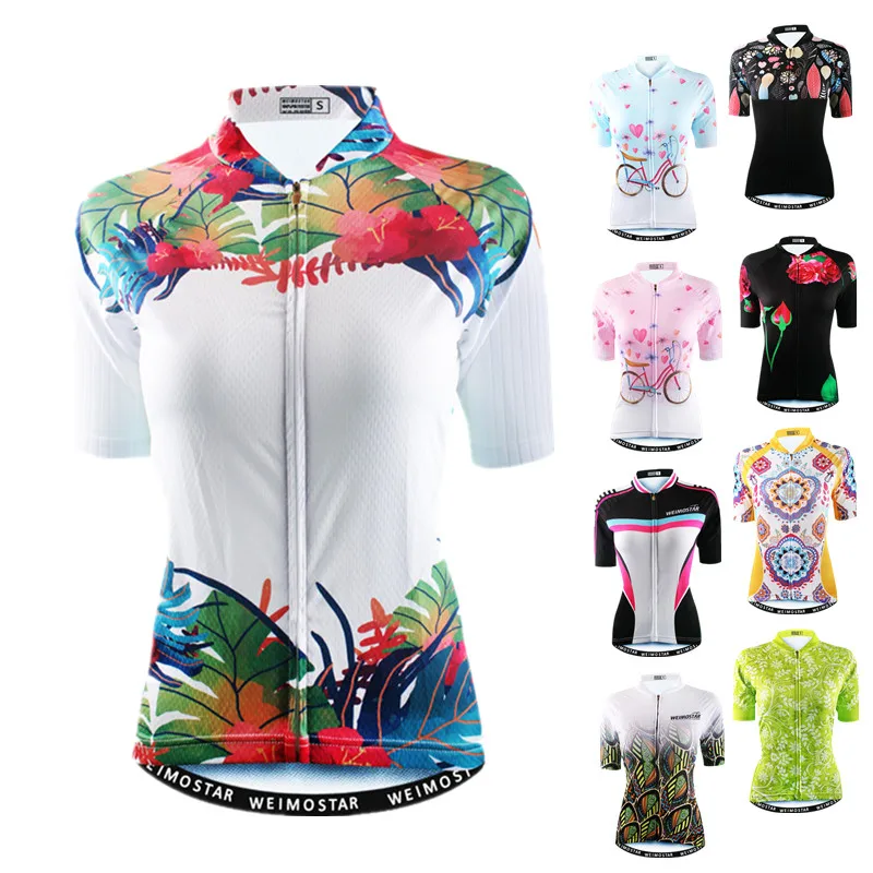 Weimostar 2021 Cycling Jersey Women Short Sleeve Biking Shirt Breathable MTB Bike Racing Sport Bicycle Clothing Cycle Top | Спорт и