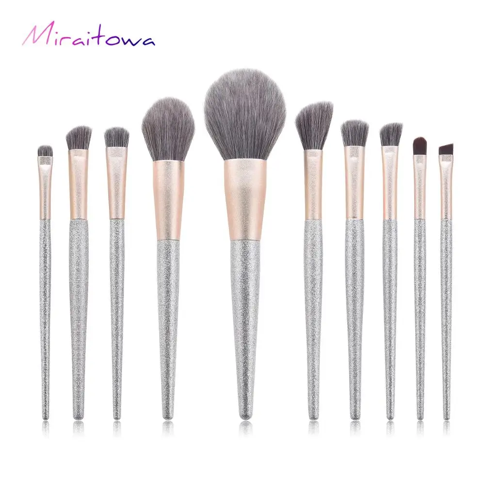 

10pcs Sliver Makeup Brushes Set Foundation Blending Powder Eye Face Brush Makeup Tool Kit maquillaje High Quality Makeup Brush
