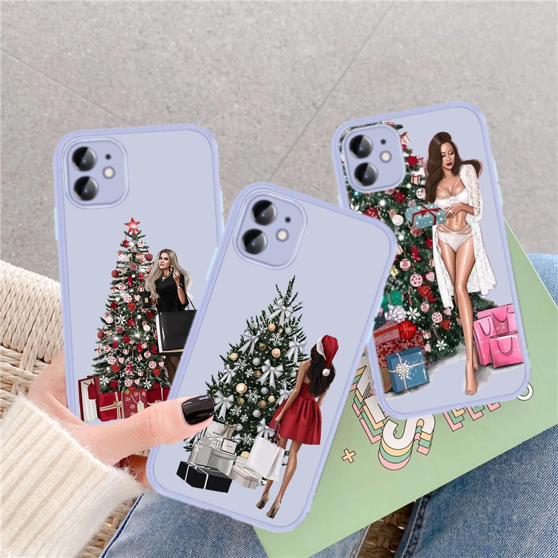 For Iphone Xr Se 2022 Christmas Matte Anti Fall Phone Case For Iphone Xr X Xs 11 12 Pro Max 6 6s 7 8plus Girl Cover Phone Case Covers Aliexpress Cell Phones Holiday Deals 2022