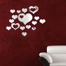 EBay Amoy поставка товаров 3D экологически чистый гостиная спальня ТВ фон акриловые зеркальные наклейки в форме сердца