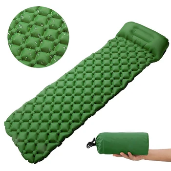 

Outdoor Camping Sleeping Pad Inflatable Mattresses Ultralight Portable Mat Waterproof Cushion Conventient With Built In Pillow