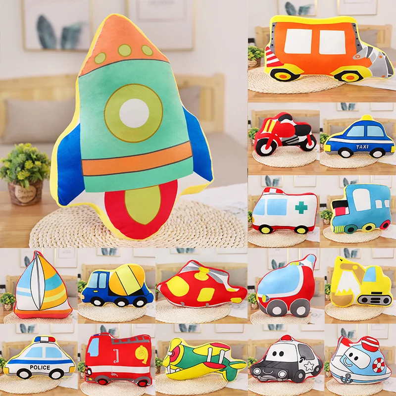 17 Kinds Vehicles Plush Pillow Decor Cartoon Transportation Throw