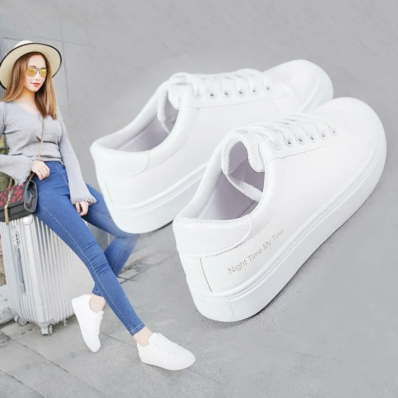

Spring Versatile Street Snap White Shoes Students Breathable WOMEN'S Shoes Korean-style Flat White Canvas Shoes Sports Casual Bo