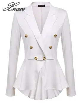 

Xnxee New Fashion 2020 Runway Style Women's Gold Buttons Double Breasted Blazer Outerwear Plus size