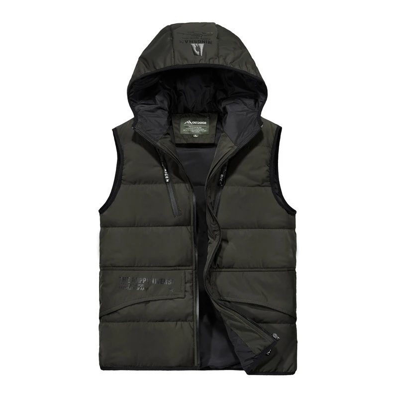 Oumor мужские уличные Зимние новые с капюшоном грузовые тактические жилеты куртка мужская верхняя одежда рыба мульти карман рукав куртка жилеты пальто для мужчин - Цвет: Army