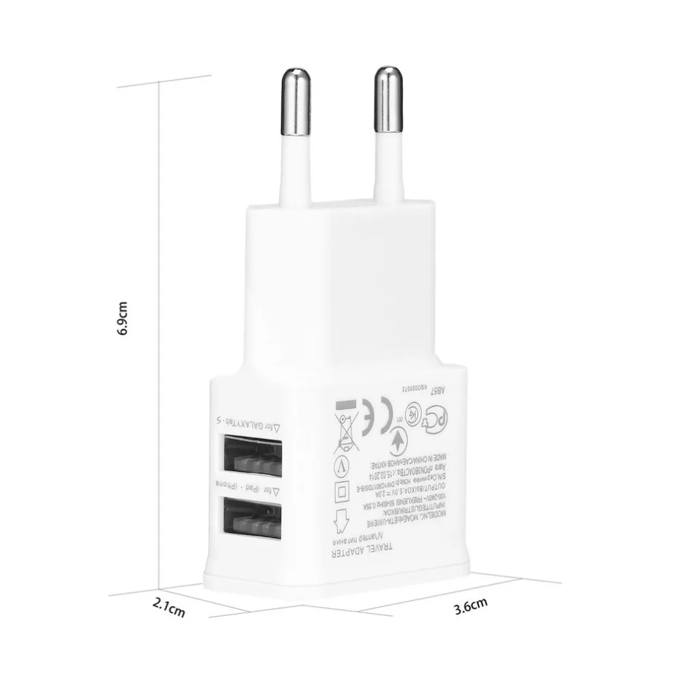 2A двойной 2 порта USB ЕС настенный адаптер питания для samsung iPhone htc MOTO идеальный-белый