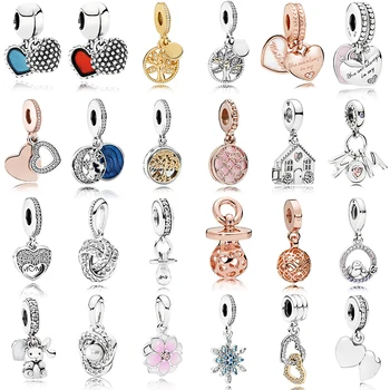 

S925 Sterling Silver Snowflake Baby Teddy Bear Hollow Pacifier I Love My Mother's Heart Love Fills The Family With Love Charms