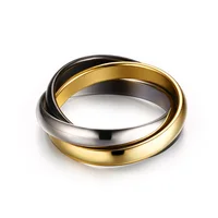 Stainless Steel Interlocked Triple Ring for Women Multi Color Wedding Band Bague Three in One - Image 3